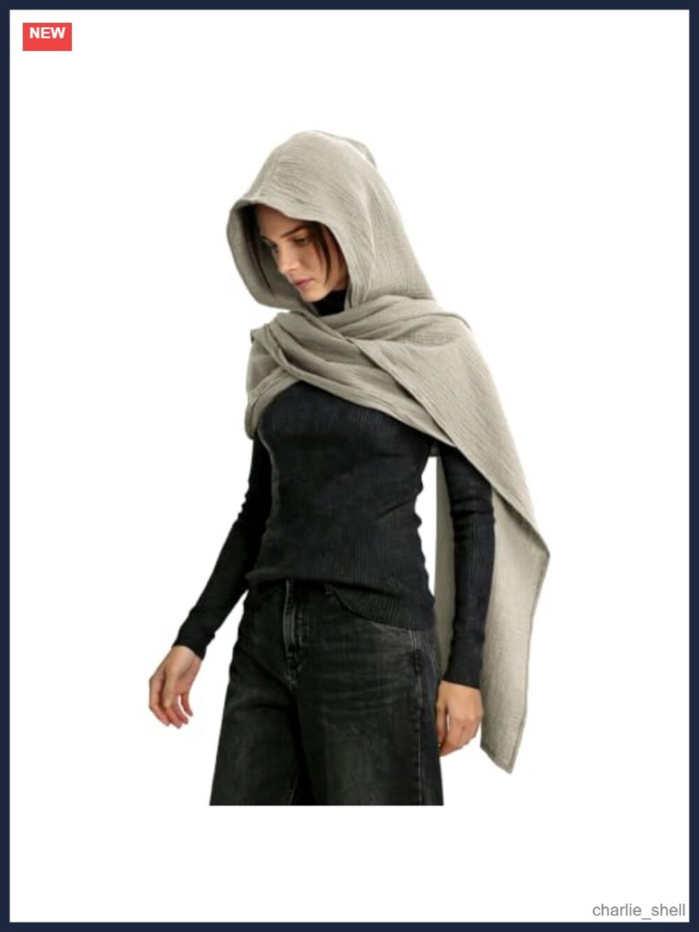 Unisex Linen Cotton Hooded Cowl Scarf Shawl Cape Medieval Goth